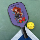 Roodharige Vrouw Tattoos Pickleball Paddle