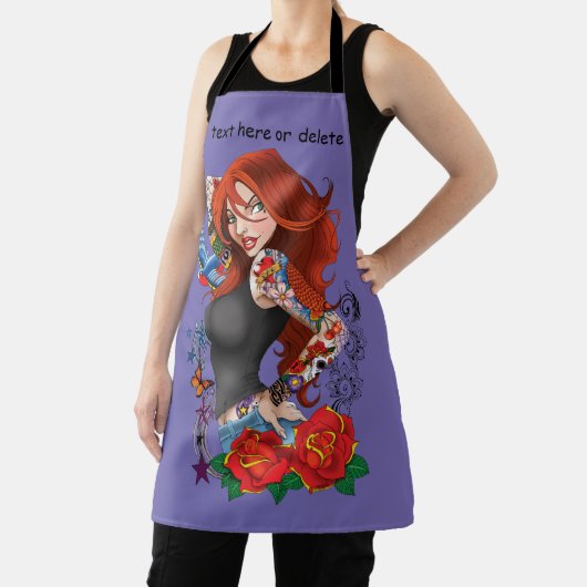 Roodharige Vrouw Tattoos Schort (Insitu)