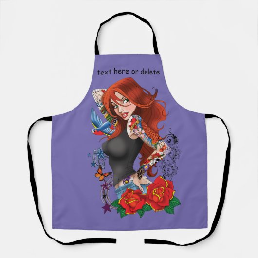 Roodharige Vrouw Tattoos Schort (Voorkant)