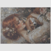 Roodharige Vrouw Vos Rozen Decoupage Tissuepapier (Voorkant)