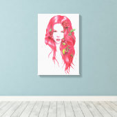 Roodharige vrouwenportret Surrealistische fantasie Canvas Afdruk (Insitu (Houten vloer))
