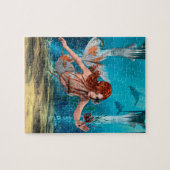 Roodharige Zeemeermin Onderwater Fantasie Kunst Legpuzzel (Horizontaal)