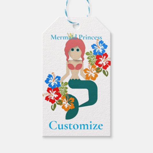 Roodharige Zeemeermin Prinses Thunder_Cove Cadeaulabel (Voorkant)