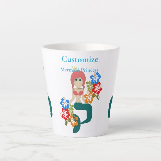 Roodharige Zeemeermin Prinses Thunder_Cove Latte Mok (Voorkant)