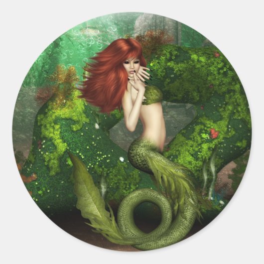Roodharige zeemeermin Stickers (Voorkant)