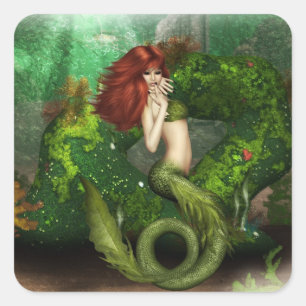 Roodharige zeemeermin Stickers