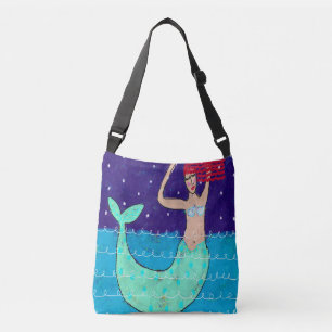 Roodharige zeemeermin strandtas crossbody tas
