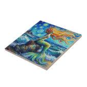 Roodharige Zeemeermin Van Gogh Stijl Tegeltje (Zijkant)