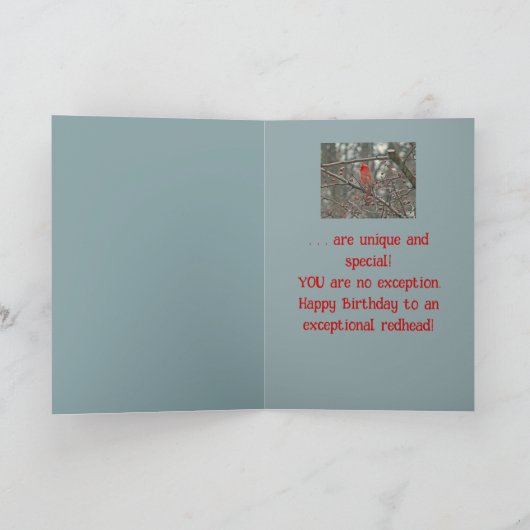 "ROODHARIGEN" VERJAARDAG KAART (Binnen)