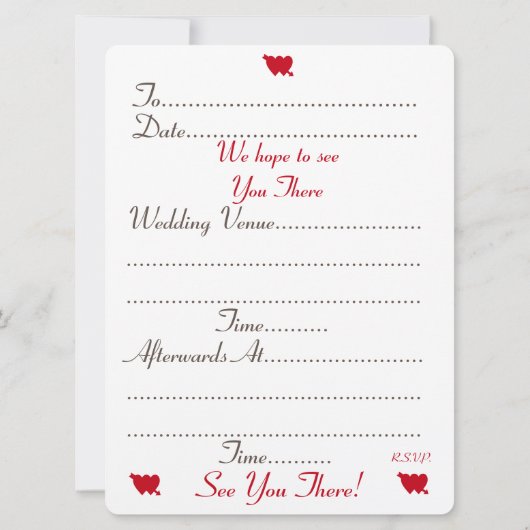 roodharsvormig vlam romantische huwelijksuitnodigi kaart (Achterkant)