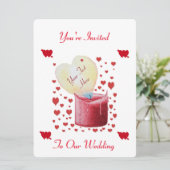 roodharsvormig vlam romantische huwelijksuitnodigi kaart (Staand voorkant)