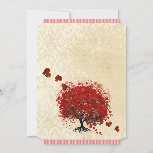 Roodhartenboom - afgevuurde harten - huwelijksuitn kaart (Voorkant)