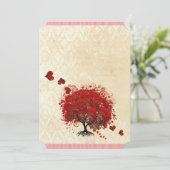 Roodhartenboom - afgevuurde harten - huwelijksuitn kaart (Staand voorkant)