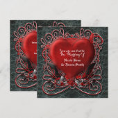 Roodhartritme Gothic Valentijn Wedding Invitations Kaart (Voorkant / Achterkant)