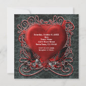 Roodhartritme Gothic Valentijn Wedding Invitations Kaart (Achterkant)
