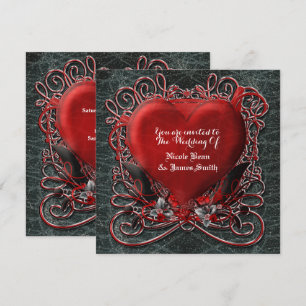 Roodhartritme Gothic Valentijn Wedding Invitations Kaart