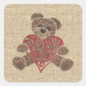 Roodhartritme met teddysticker vierkante sticker (Voorkant)