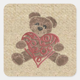Roodhartritme met teddysticker vierkante sticker