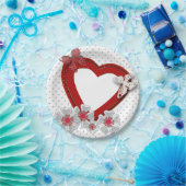 Roodhartritme vlinderbloemen Valentijnsdag liefde  Papieren Bordje (Feest)