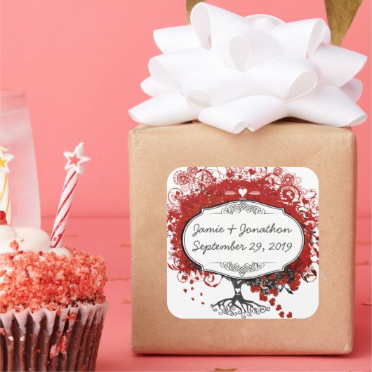 Roodhartsriet Vierkante Sticker (Feest)