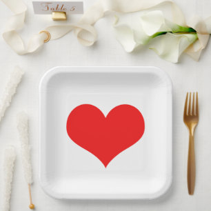 Roodheetbruiloften Geboortdagen Baby shower Witte Papieren Bordje