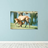 Roodherten zogende jongen canvas afdruk (Insitu (Houten vloer))