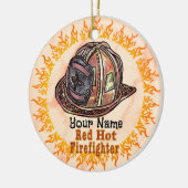 Roodhete brandweerman-versiering keramisch ornament (Links)