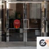 Roodhete rooster raamfolie raamsticker (Kantoordeur)