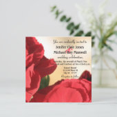 Roodhoek Roos bruiloft Kaart (Staand voorkant)