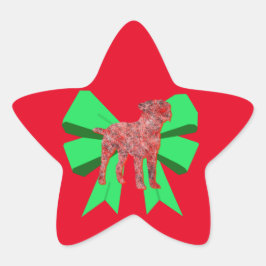 Roodhond van de grens en Kerstmis met groene boer Ster Sticker