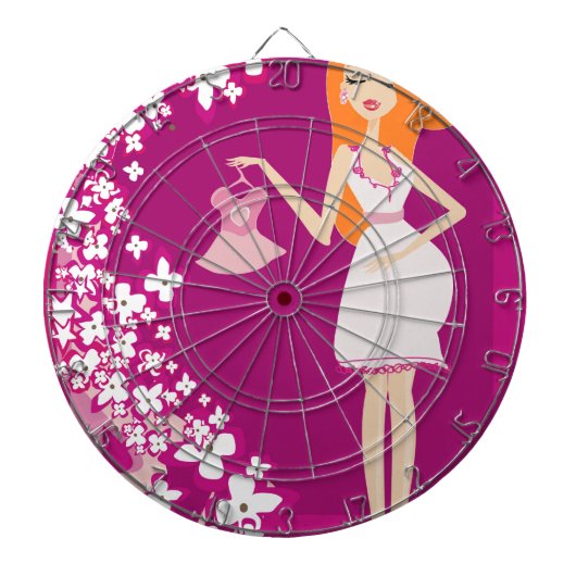 roodhoofdzwangere vrouw dartbord (Voorkant)