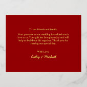 Roodkaartbestemming bruiloft bedankt folie feestdagen briefkaart (Achterkant)