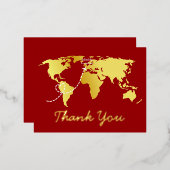 Roodkaartbestemming bruiloft bedankt folie feestdagen briefkaart (Voorkant / Achterkant)