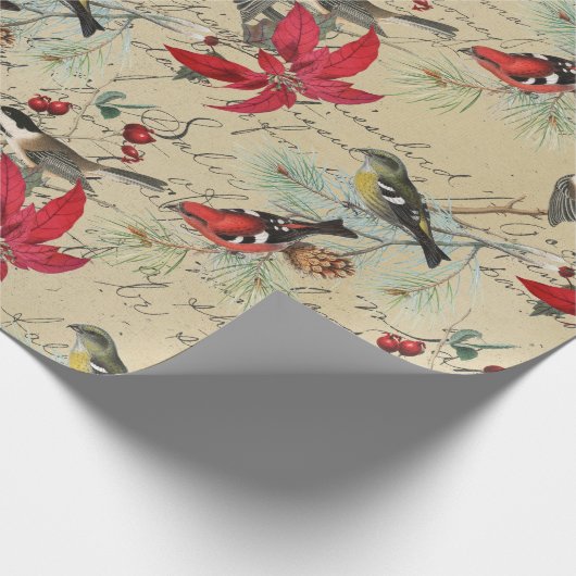  roodkalk met kerstmis in Poinsettia Cadeaupapier (Hoek)
