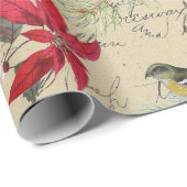 roodkalk met kerstmis in Poinsettia Cadeaupapier (Rol Hoek)