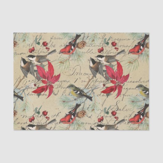 roodkalk met kerstmis in Poinsettia Tissuepapier (Voorkant)