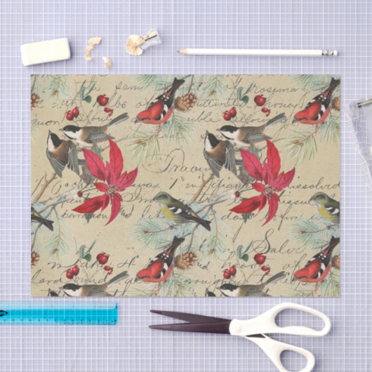  roodkalk met kerstmis in Poinsettia Tissuepapier (Craft)