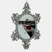 Roodkanaalboot Tin Sneeuwvlok Ornament (Links)