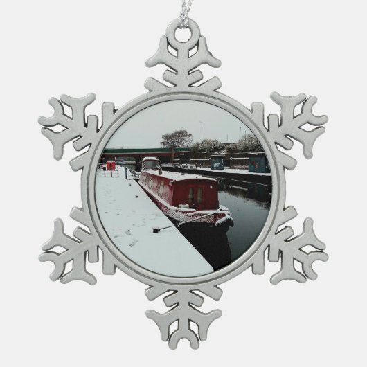 Roodkanaalboot Tin Sneeuwvlok Ornament (Voorkant)