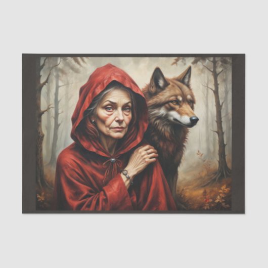 Roodkapje, de wolf, vele jaren later tissuepapier (Voorkant)