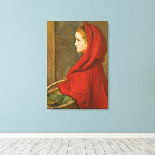 Roodkapje (door John Everett Millais) Canvas Afdruk (Insitu (Houten vloer))
