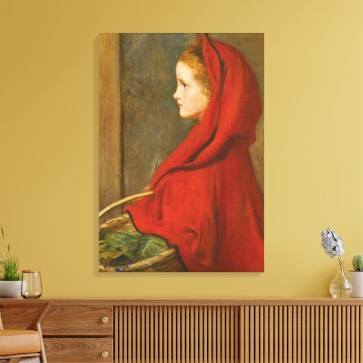 Roodkapje (door John Everett Millais) Canvas Afdruk (Insitu (Woonkamer))