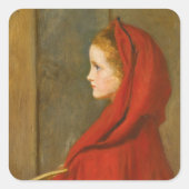 Roodkapje (door John Everett Millais) Vierkante Sticker (Voorkant)