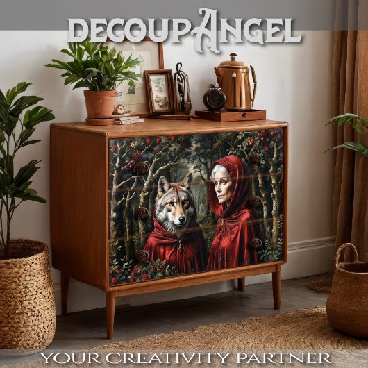 Roodkapje en de wolf: partners in de tijd tissuepapier