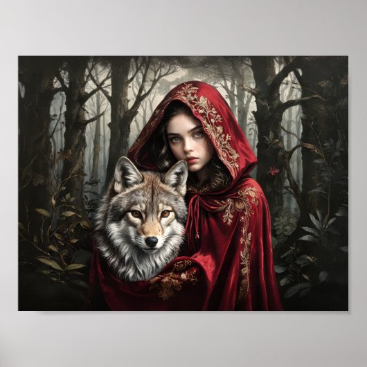 Roodkapje en het echte verhaal met wolf poster (Voorkant)