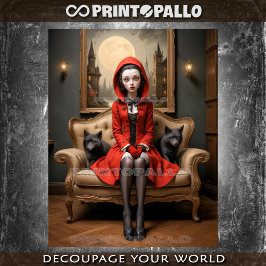 Roodkapje gaat chique met kind van wolf tissuepapier