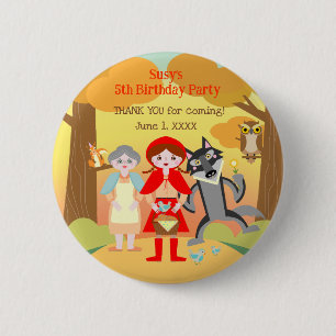 Roodkapje Meisje Verjaardagsfeestje Ronde Button 5,7 Cm