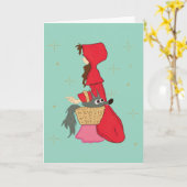 Roodkapje met wolf in mand kaart (Gele Bloem)