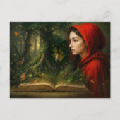 Roodkapje ontmoet wolf in bos feestdagenkaart (Voorkant)