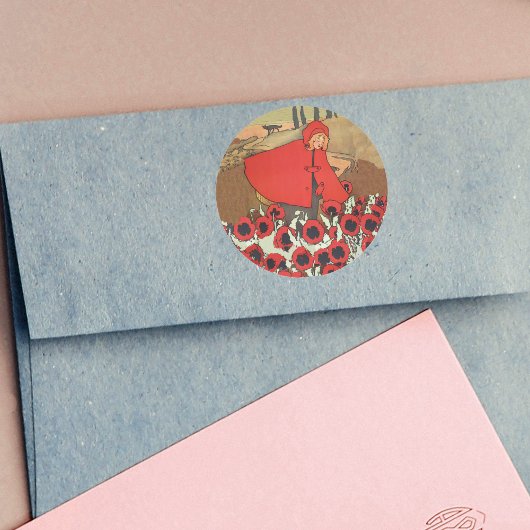 Roodkapje plukken papavers Stickers